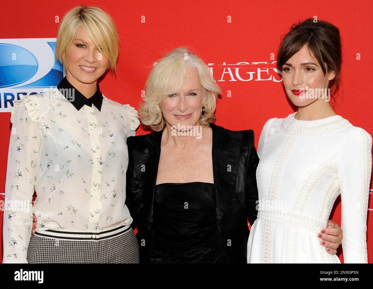 Actors Jenna Elfman, left, Glenn Close and Rose Byrne, right, attend ...