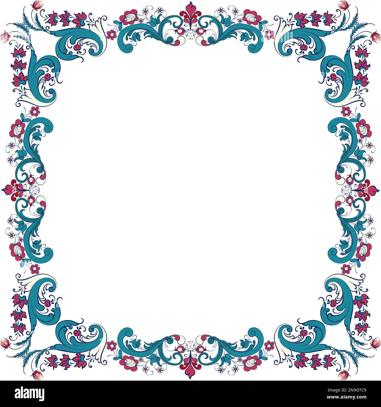 Vector floral frame with traditional Norwegian Rosemaling motif Stock ...