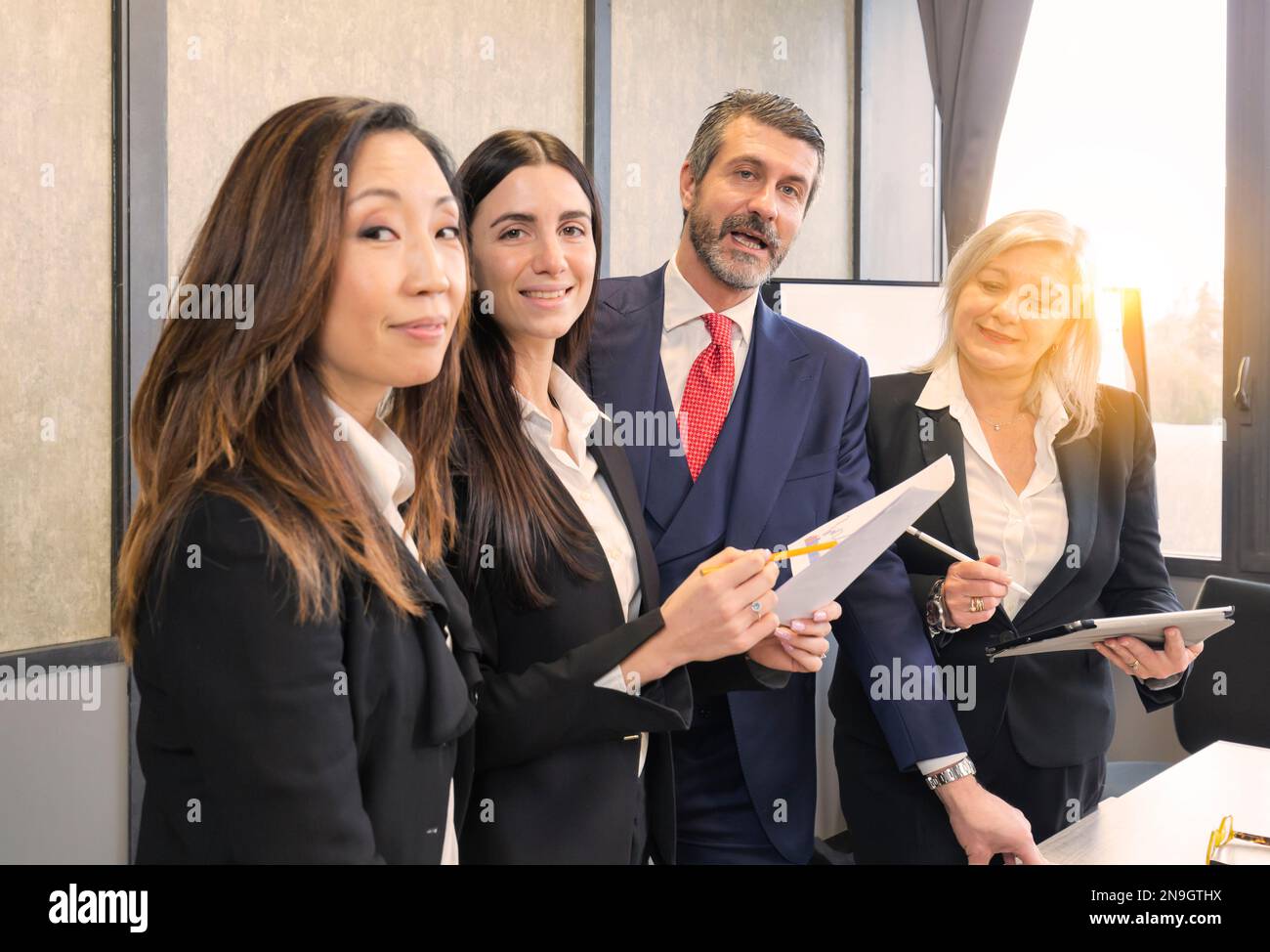 successful multiethnic company with happy workers Stock Photo
