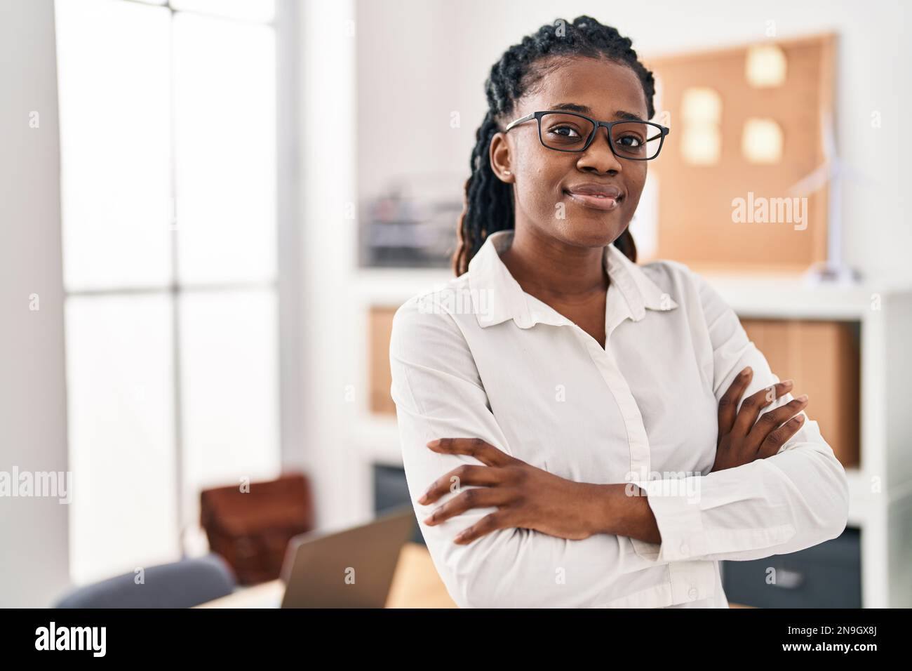 African american woman business worker smiling confident standing with ...