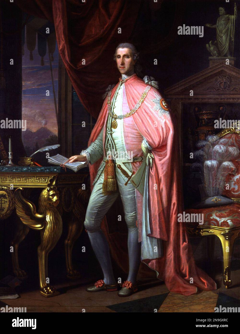 Sir William Hamilton, (1730 – 1803) British diplomat, archaeologist and vulcanologist. Painting by David Allan Stock Photo