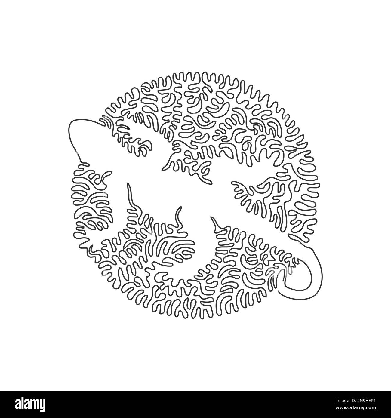 Continuous curve one line drawing of beautiful lizard abstract art. Single line editable stroke vector illustration of lizards quadrupedal Stock Vector