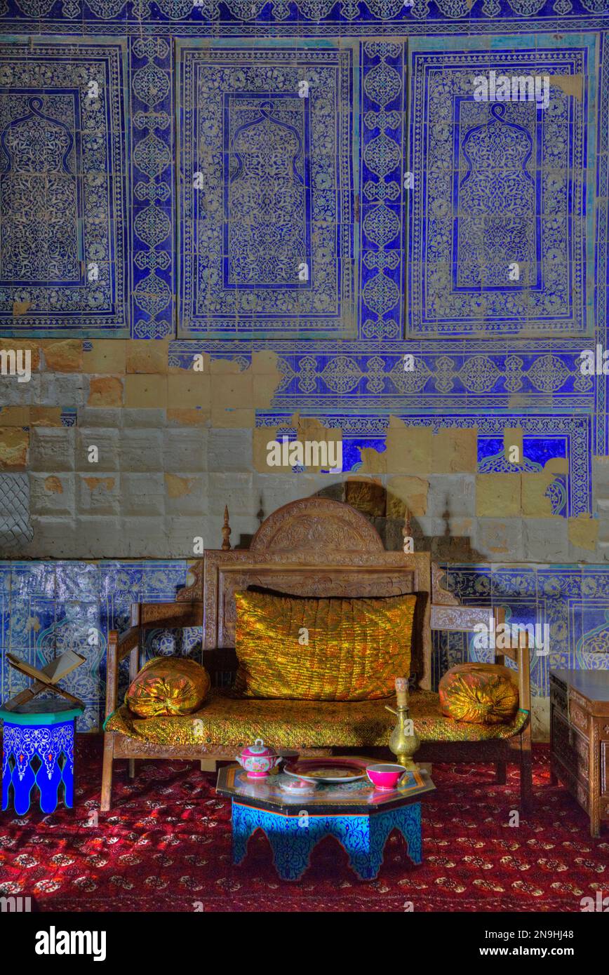 The Emir's Receiving (Reception) Room, Tash Khauli Palace, 1830, Ichon Qala, Khiva, Uzbekistan Stock Photo