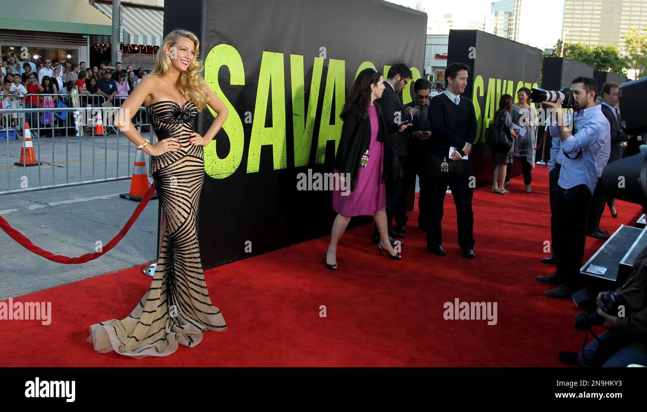 Actress Blake Lively attends the premiere of "Savages" on Monday, June
