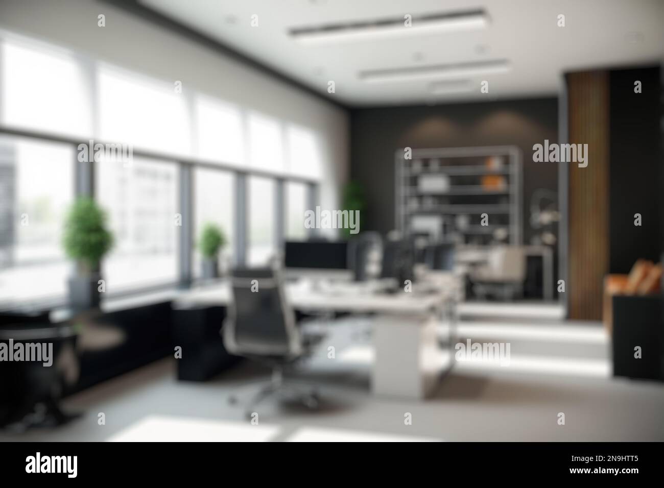 Blur background of modern office interior design . Contemporary