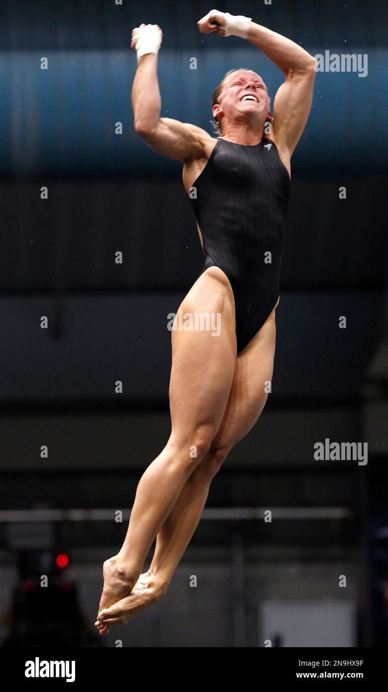 Brittany Viola begins a dive in the women's 10meter platform final at the U.S. Olympic diving