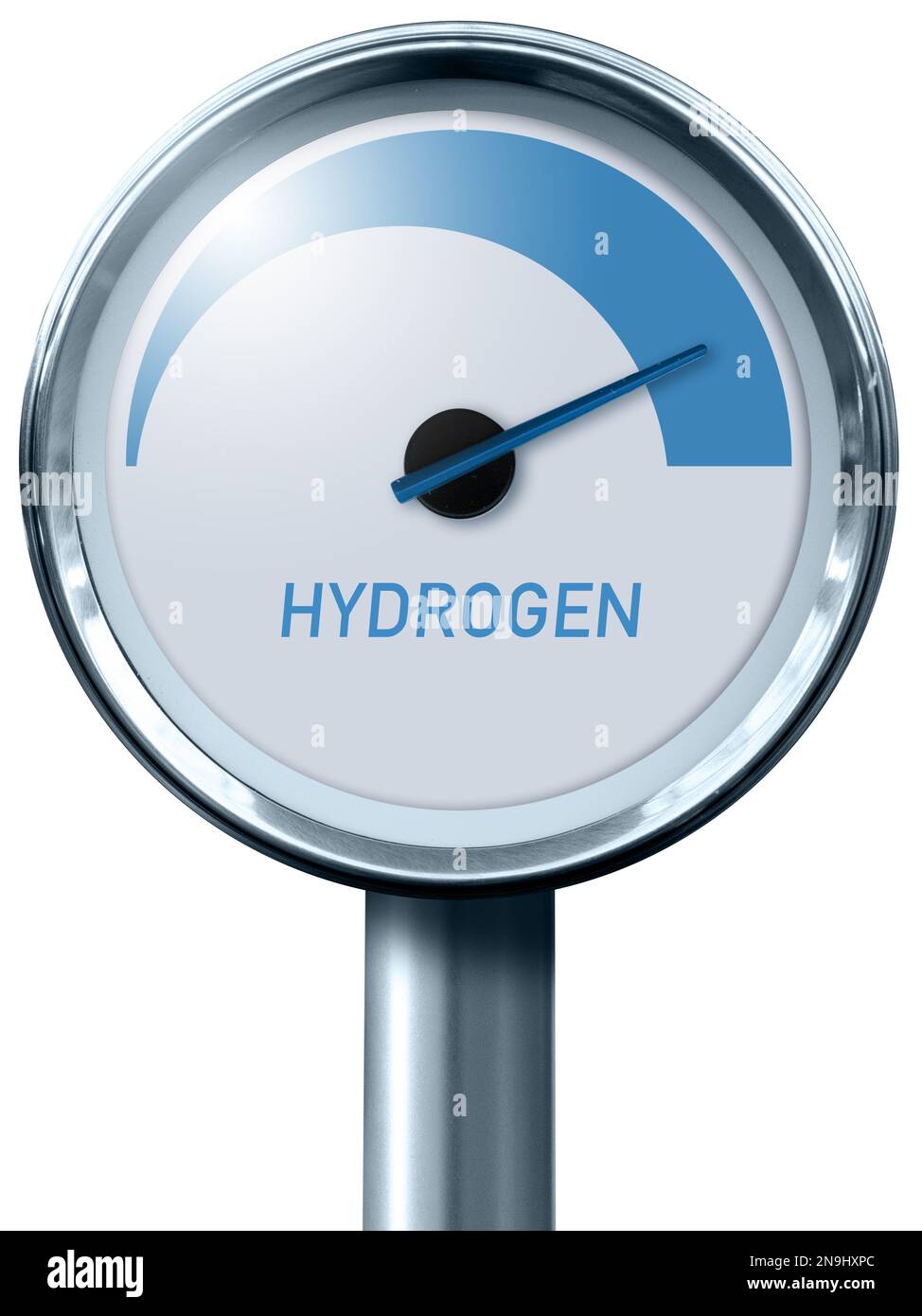 Concept of hydrogen pressure meter on the pipeline. Stock Photo