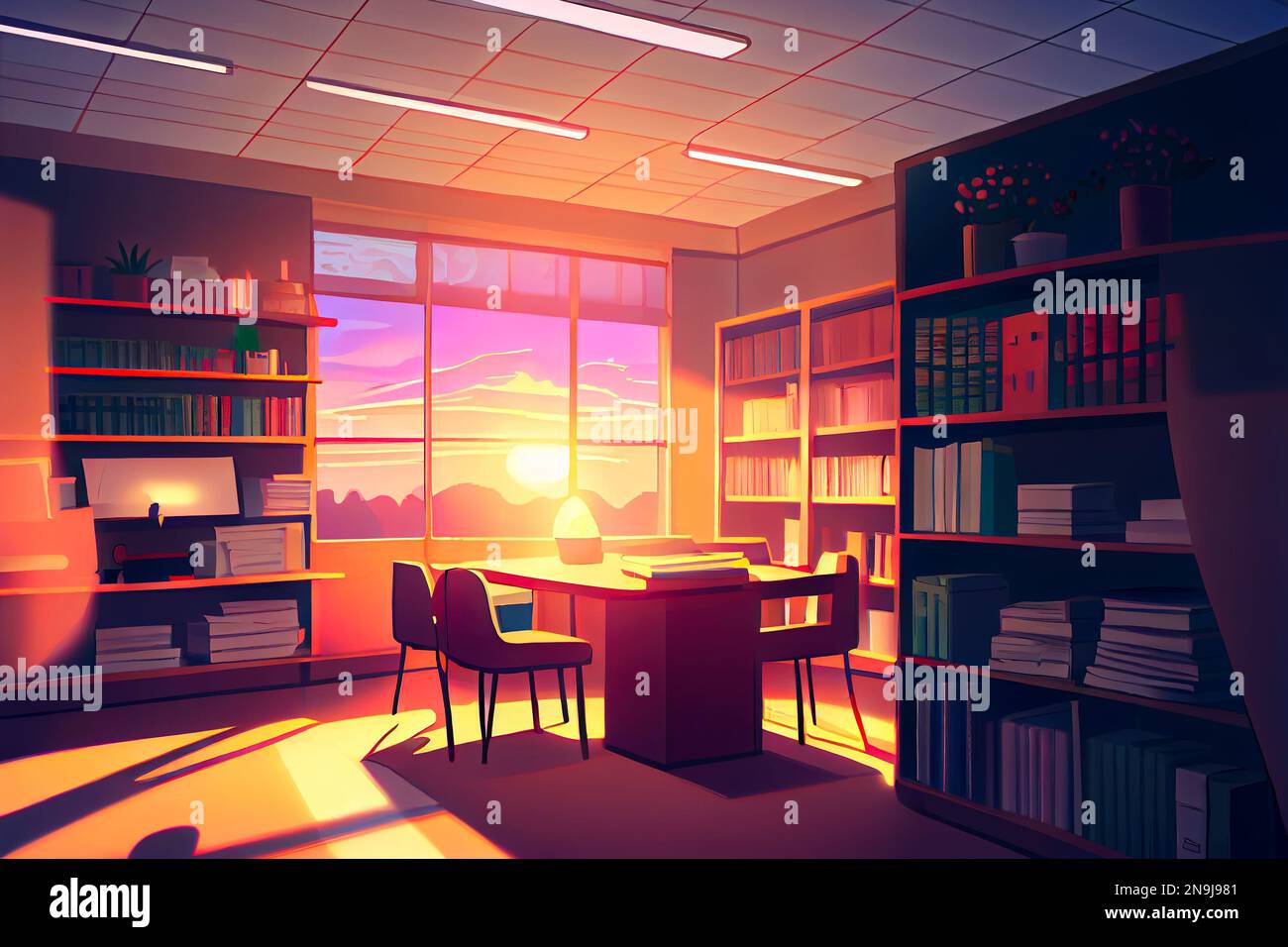 An Empty Library With Many Books And Tables Background, Libary Picture  Background Image And Wallpaper for Free Download