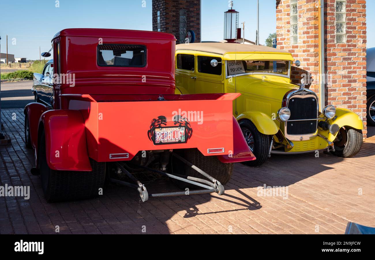 A detail of the rear of a Hot Rod based on Ford Model A in sunny ...