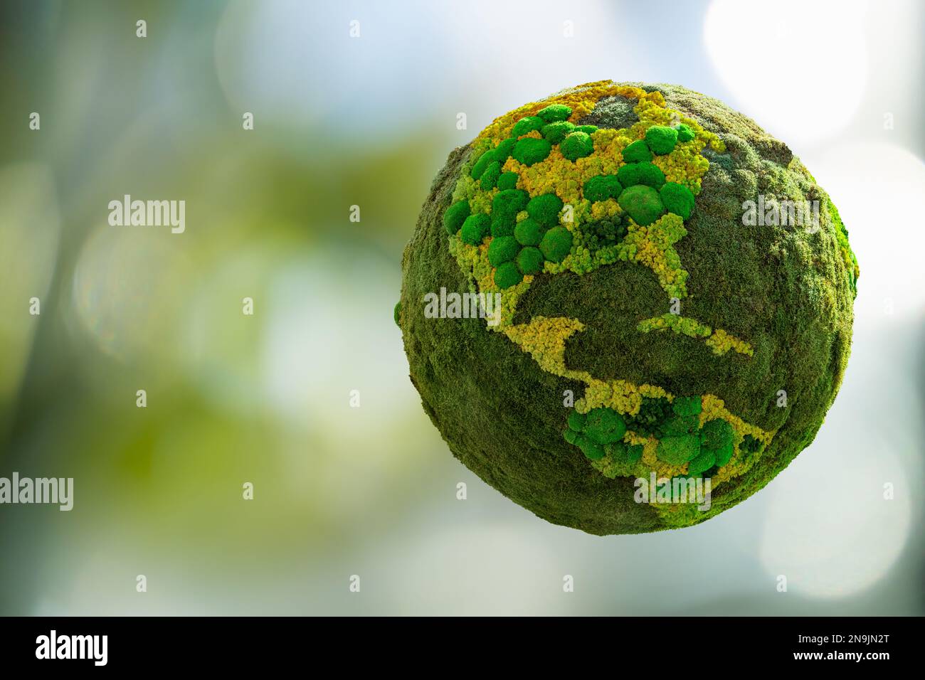 Green Earth from natural moss. Symbol of sustainable development