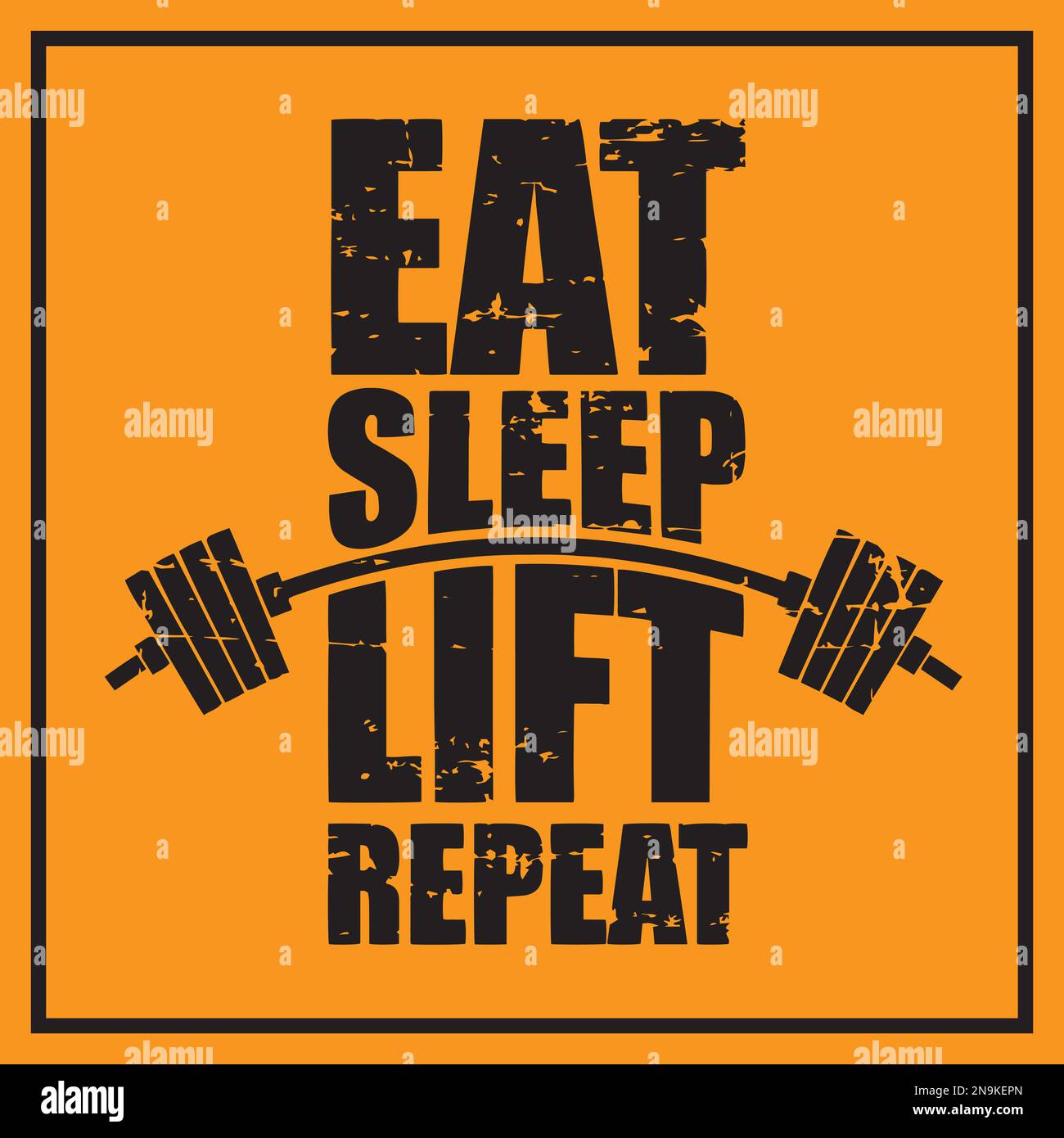 Eat Sleep Lift Repeat Gym Motivational Quote With Grunge Effect And Barbell Stock Vector Image