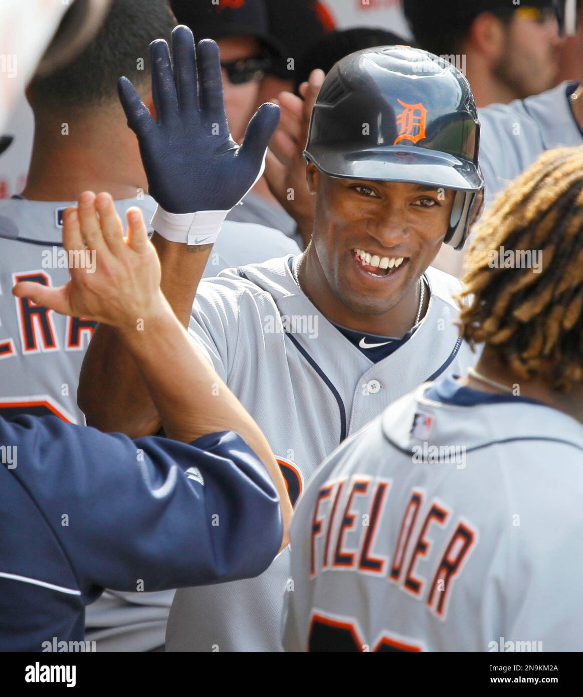 Detroit Tigers' Prince Fielder bats against the Chicago White sox during a  baseball game Saturday, Sept. 1, 2012 in Detroit. (AP Photo/Duane Burleson  Stock Photo - Alamy