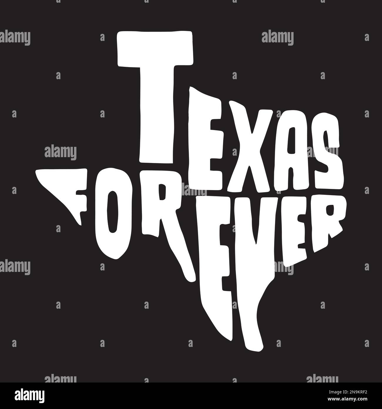 Texas forever typography design in Texas map shape. Stock Vector