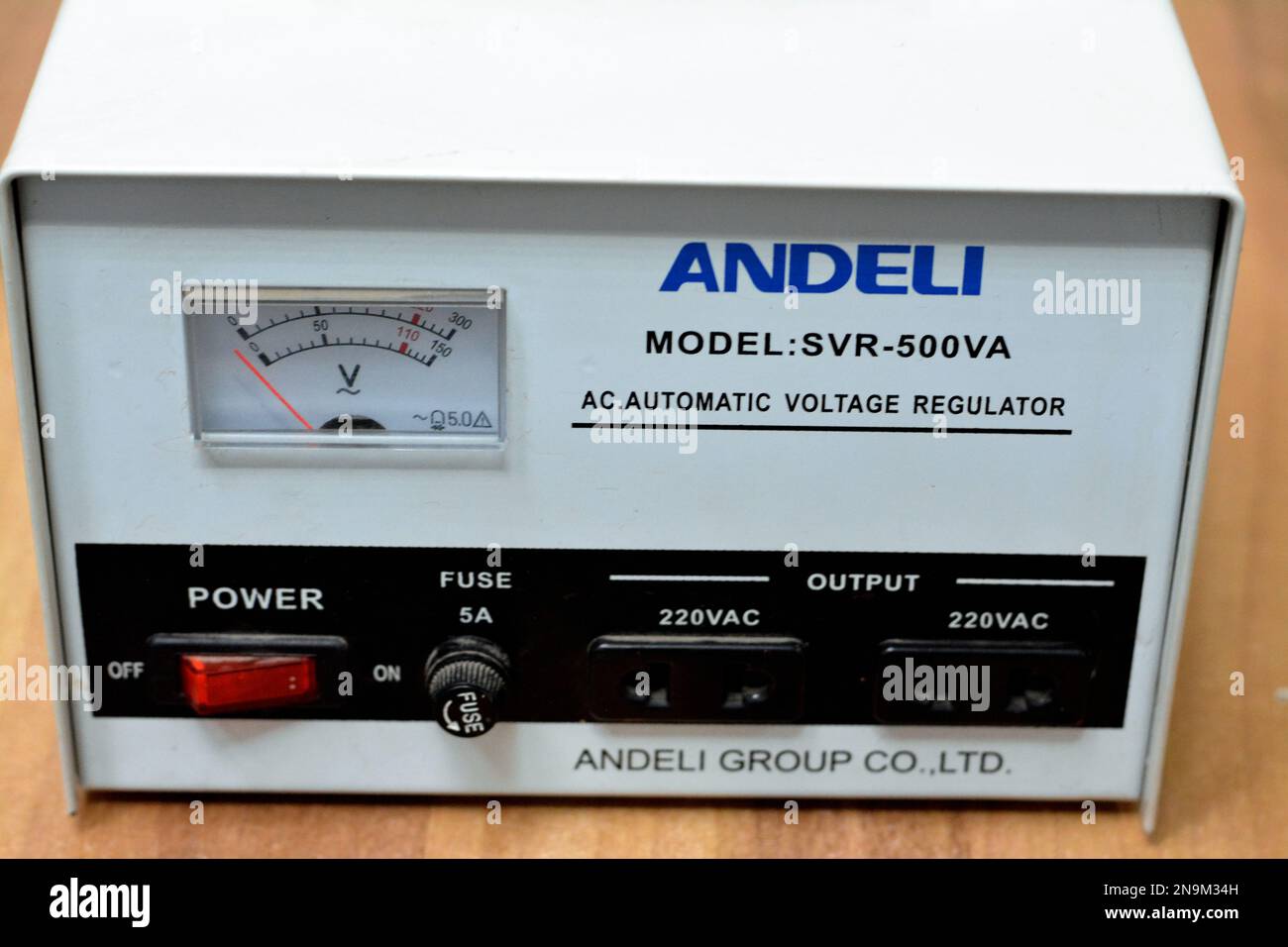 Cairo, Egypt, February 11 2023: Andeli AC Automatic voltage regulator, voltage stabilizer for industrial and domestic use. Overcome Voltage Fluctuatio Stock Photo