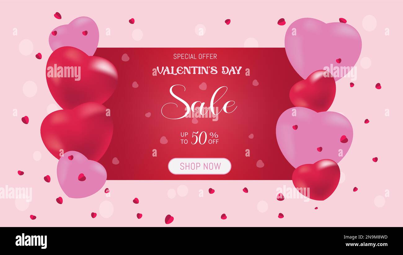 Valentine's day sale red and pink background with Heart Shaped. Vector ...