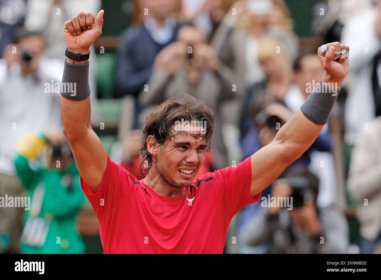 Rafael Nadal of Spain cries after winning the mens final match against