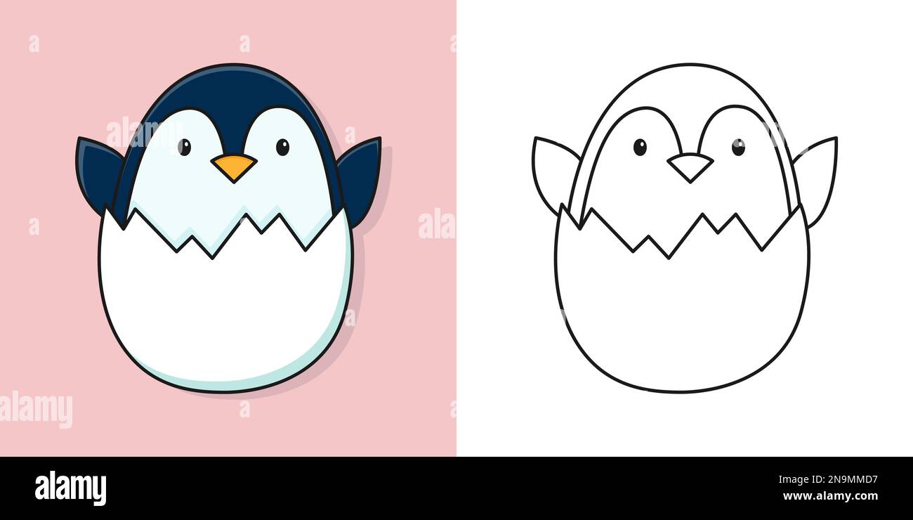 A black baby penguin with a white tummy and an orange beak and feet, cartoon,  vector, color drawing or illustration Stock Vector Image & Art - Alamy