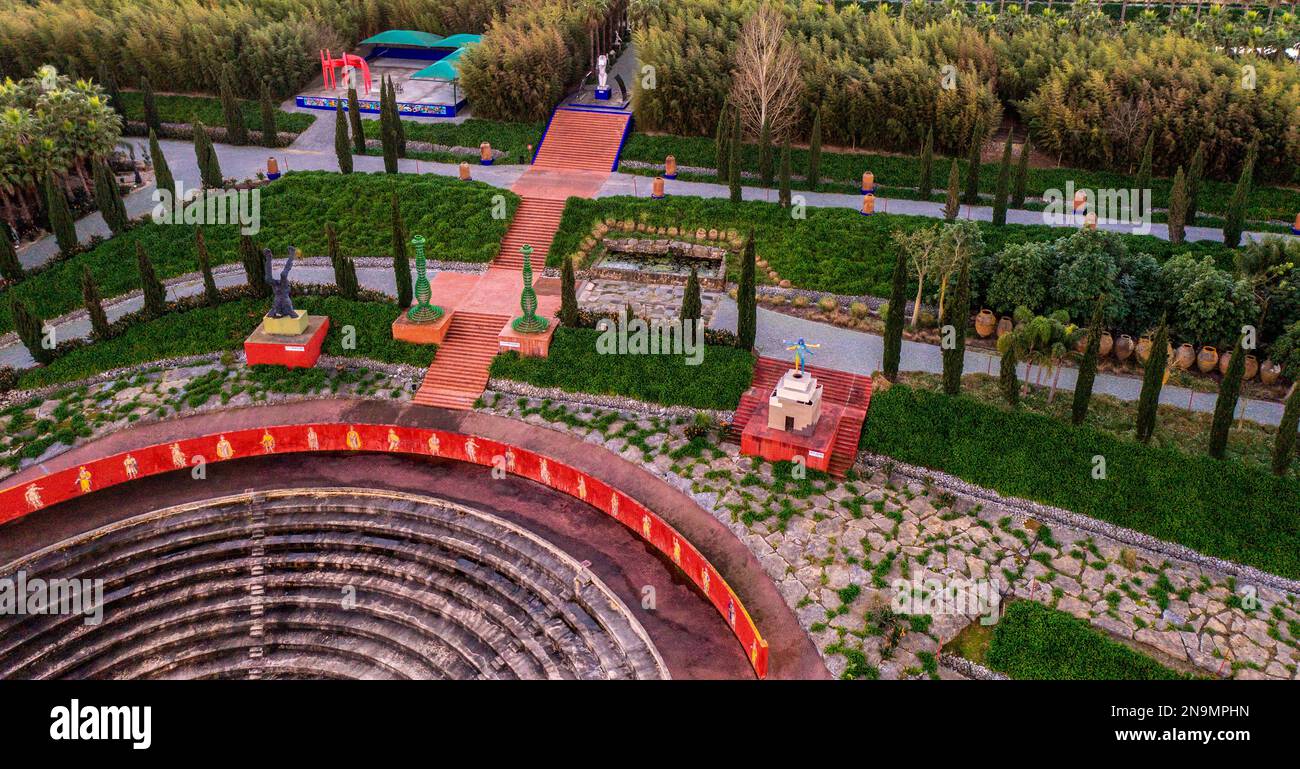 Aerial view of the Oriental Garden Bacalhoa Buddha Eden  in Carvalhal Portugal Stock Photo