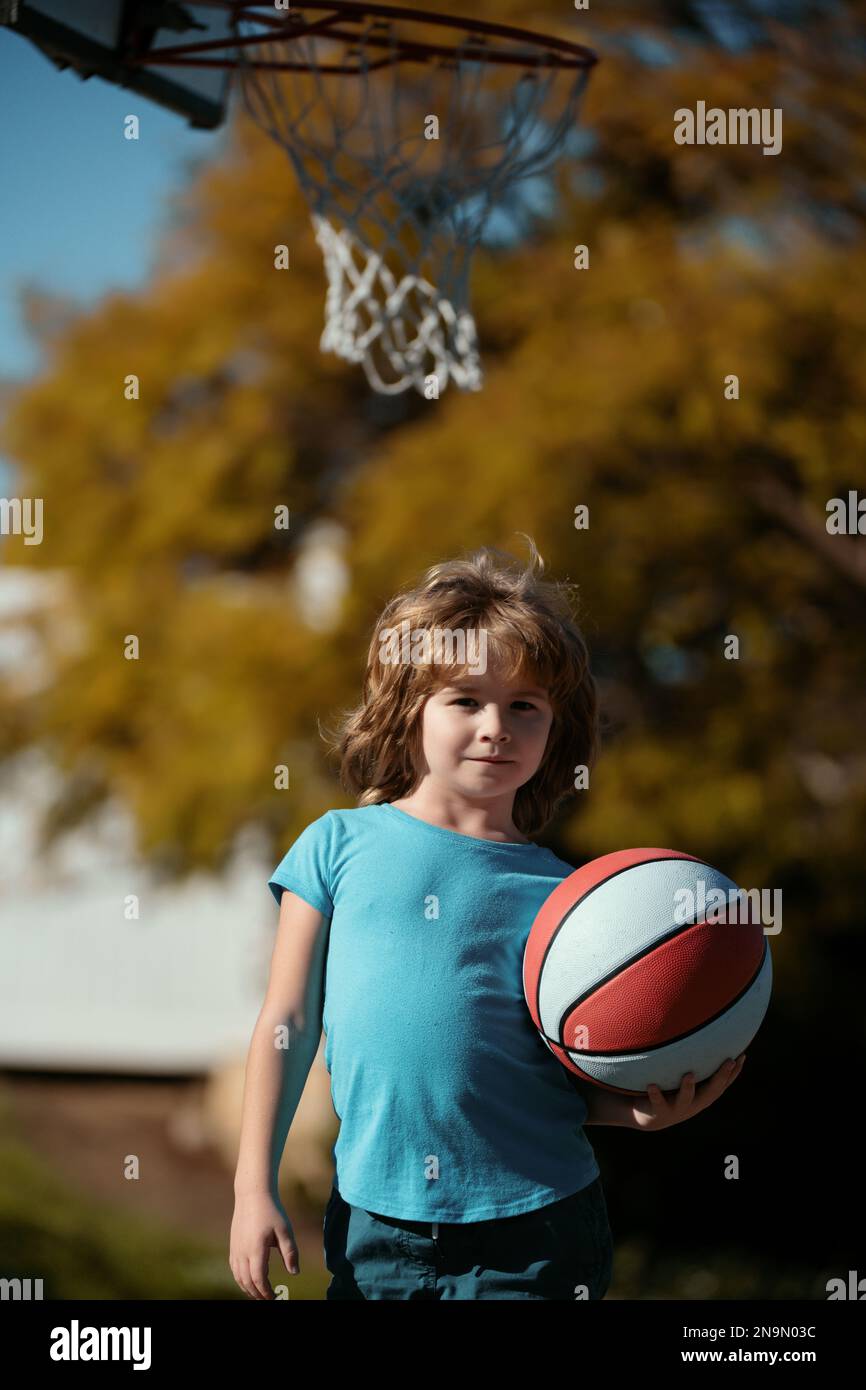 Kid boy playing basketball. Active kids lifestyle Stock Photo Alamy
