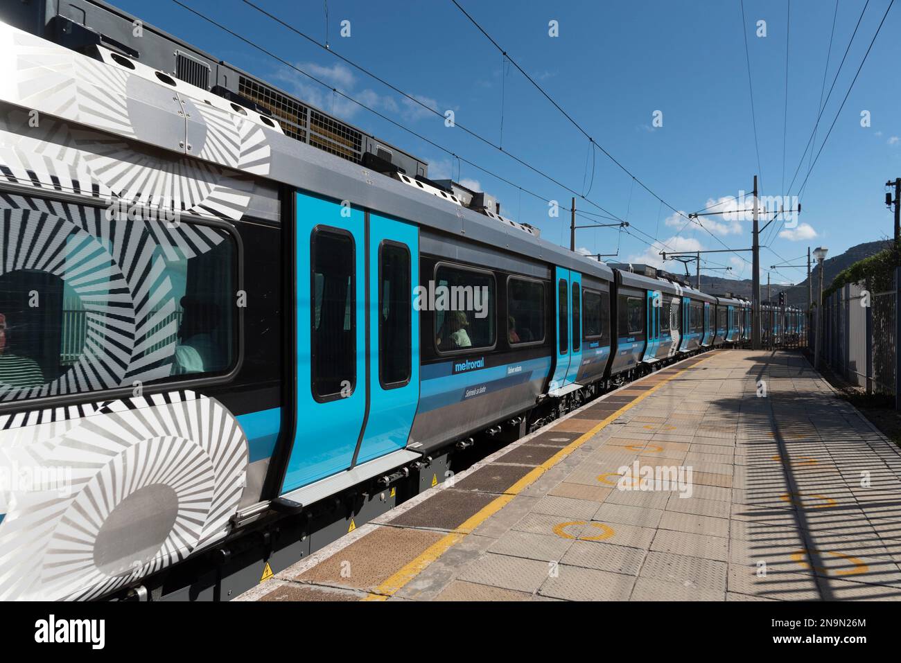 St James Station, Cape Town, South Africa. 2023. Rolling stock of the new blue train operating