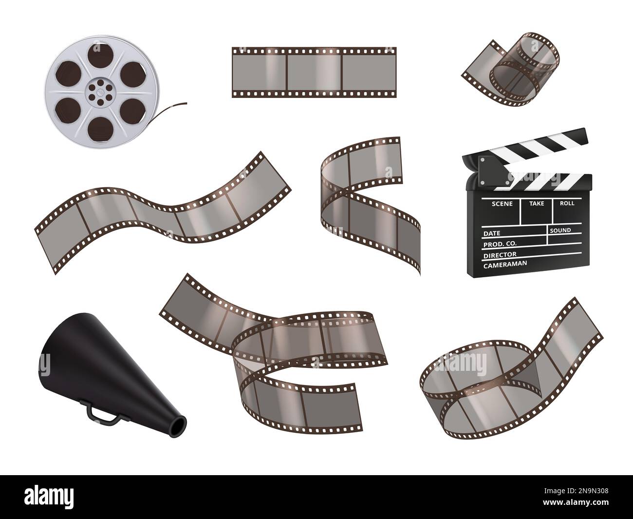 Photo film tape. Cinema stripped studio movie tape decent vector realistic illustrations Stock Vector