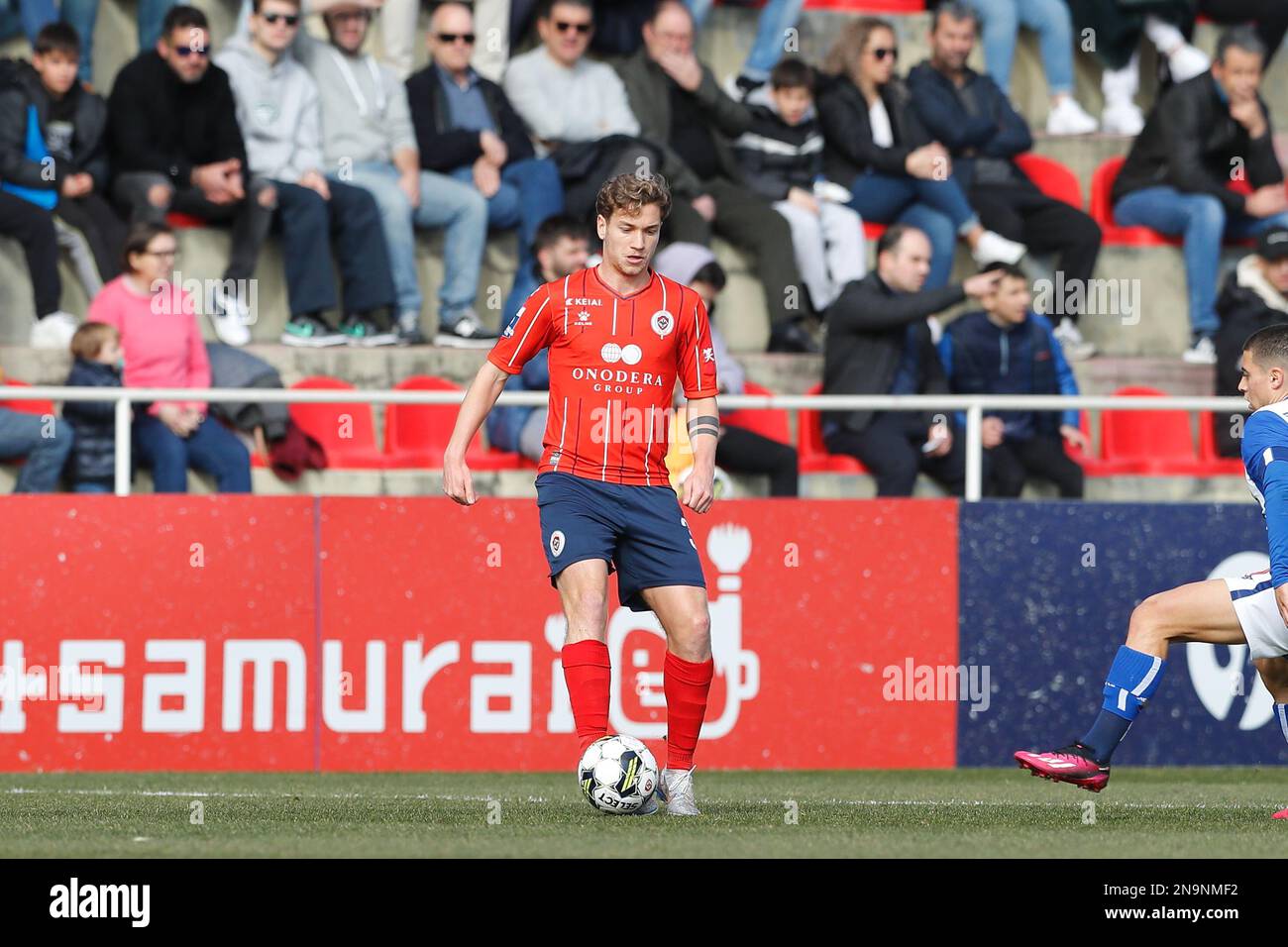 Oliveira de Azemeis, Portugal. 12th Feb, 2023. Rodrigo Borges (Oliveirense)  Football/Soccer : Portugal Liga Portugal 2 SABSEG match between UD  Oliveirense 2-1 FC Porto B at the Estadio Carlos Osorio in Oliveira