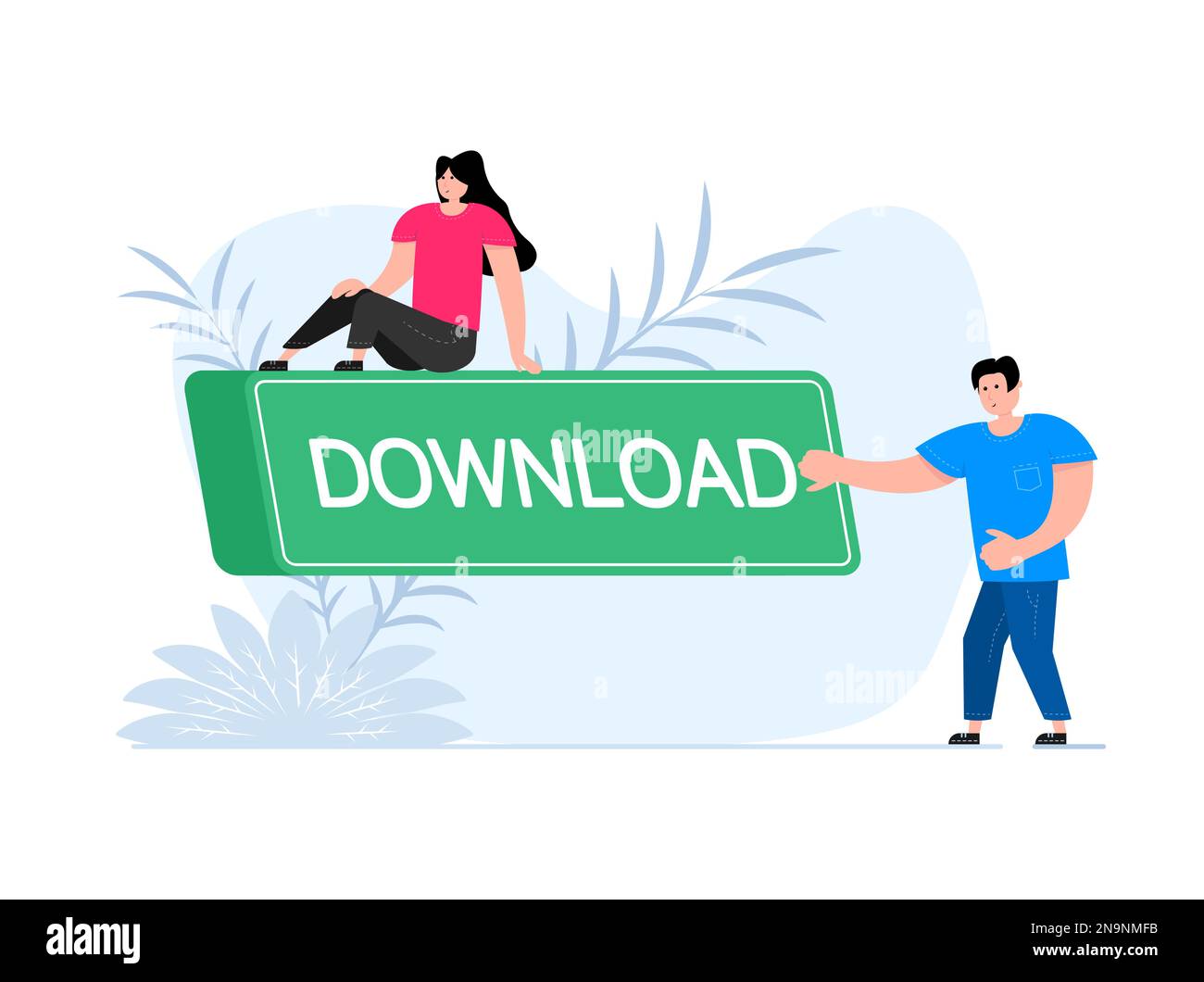 People press button with text download. Click button for app and web design. Stock Vector