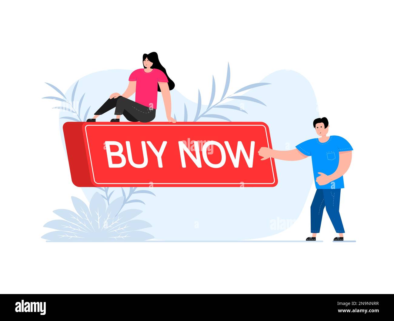 People press button with text Buy now. Click button for app and web design. Stock Vector