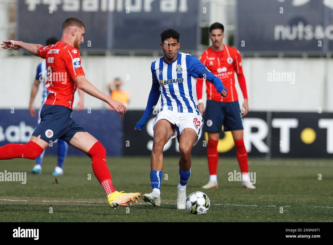 Oliveira de Azemeis, Portugal. 12th Feb, 2023. Rodrigo Borges (Oliveirense)  Football/Soccer : Portugal Liga Portugal 2 SABSEG match between UD  Oliveirense 2-1 FC Porto B at the Estadio Carlos Osorio in Oliveira