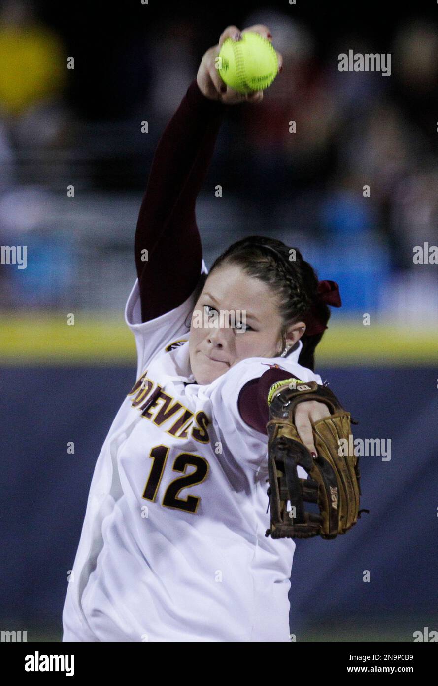 Arizona State's Dallas Escobedo pitches against Alabama in the second