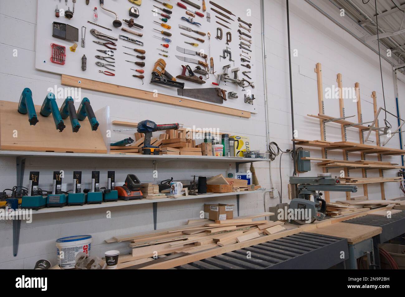 Workbench with a set of various tools Stock Photo - Alamy