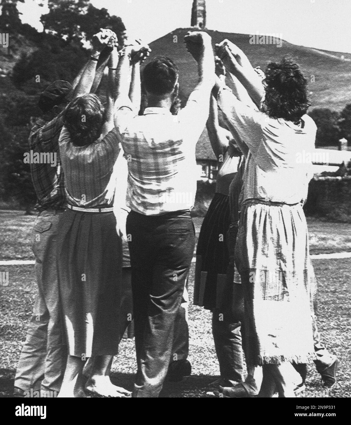 A group taking part in the harmonic convergence perform their sacred