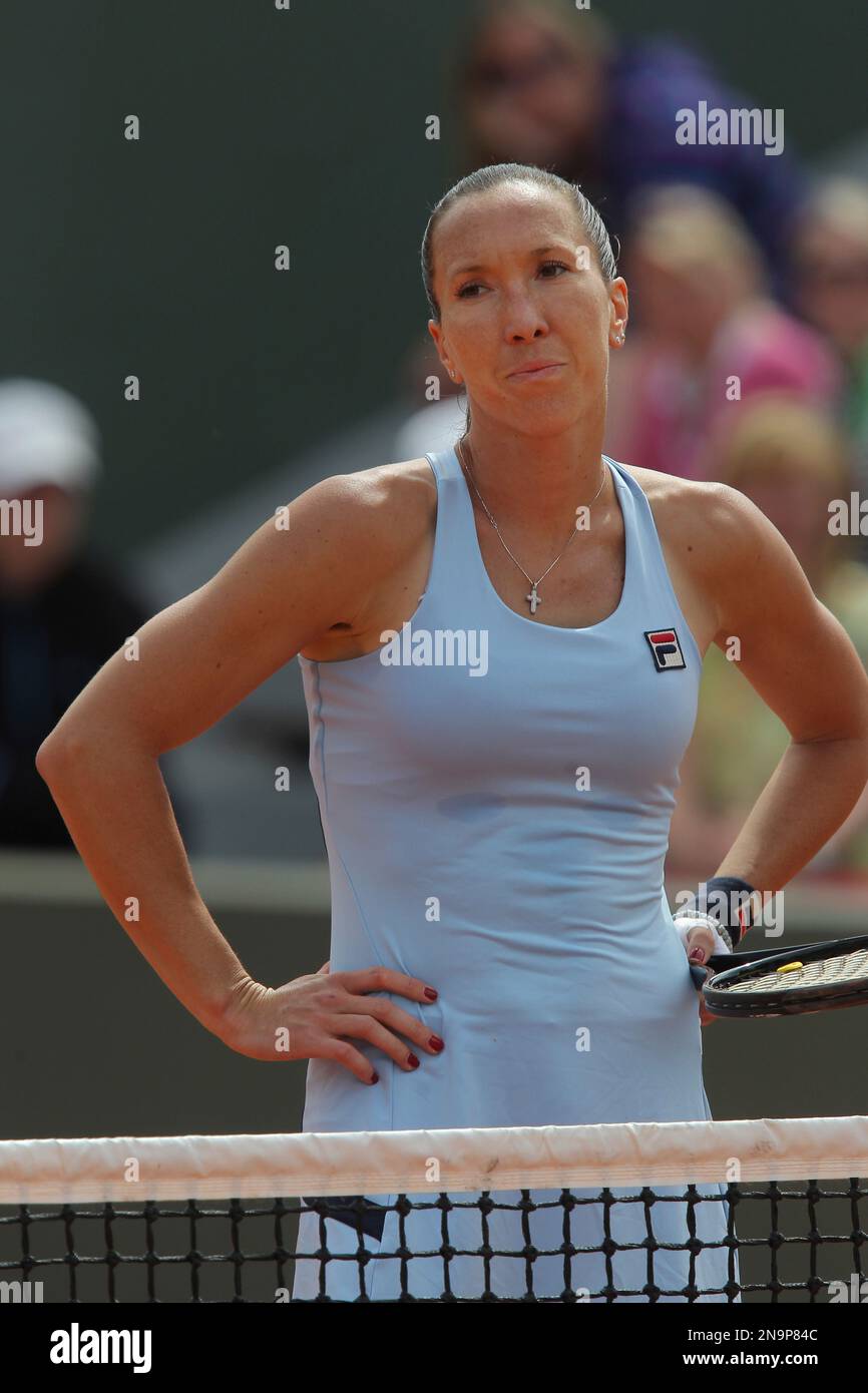 Jelena Jankovic of Serbia looks dejected during her third round