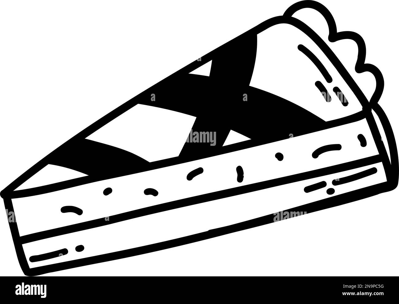 Doodle pie piece. Hand drawn vector illustration of tasty cake slice