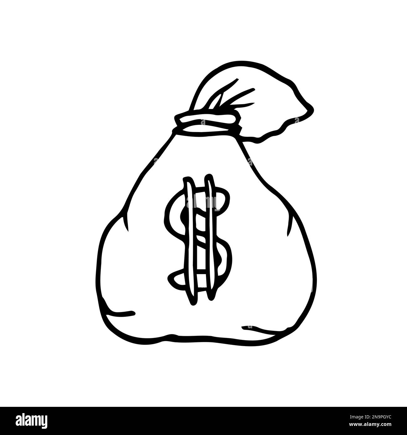 Doodle style money bag finance and business vector illustration Stock Vector
