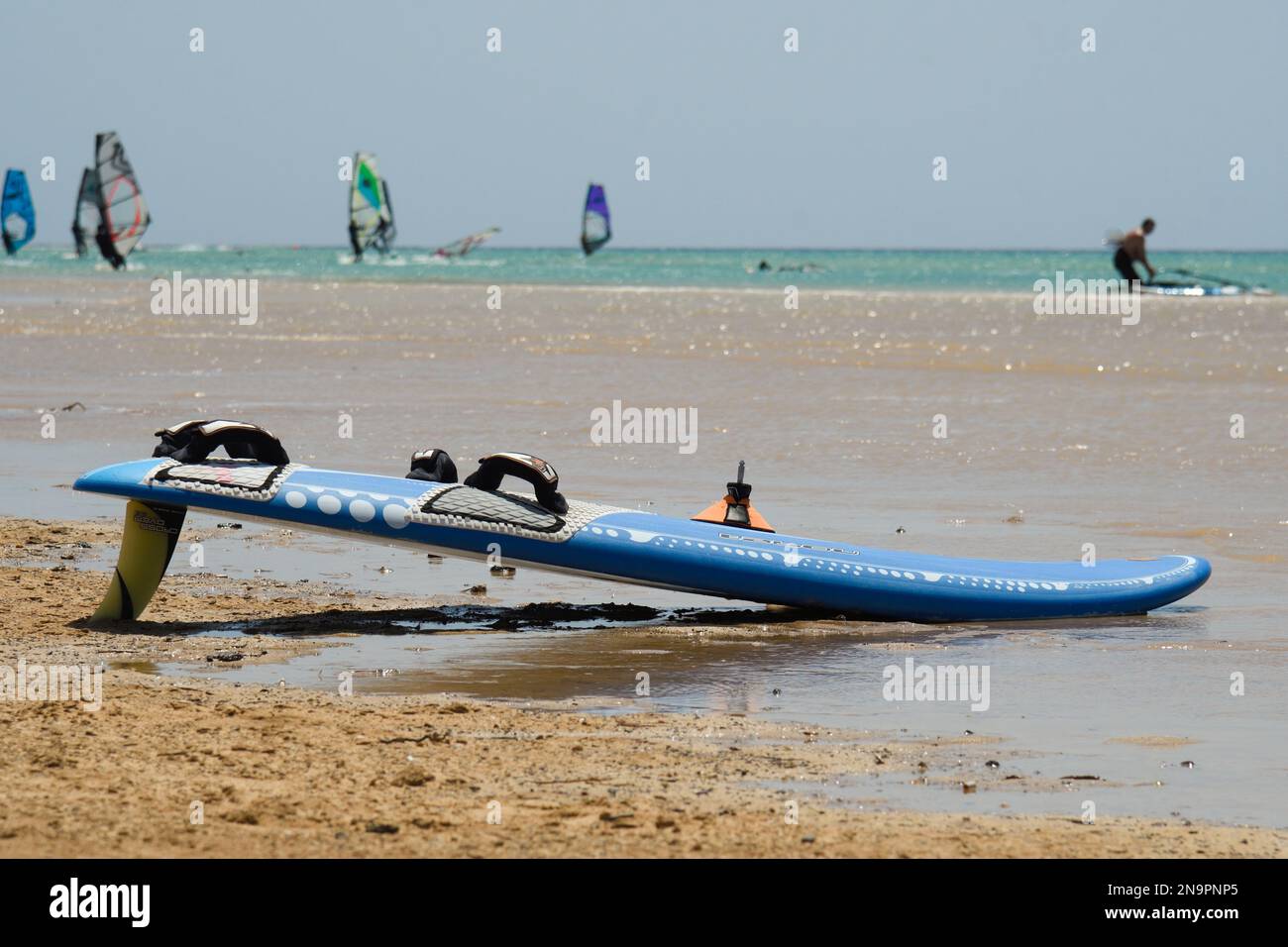 Windsurf board on the Sotavento Beach in Jandia, Fuerteventura Stock