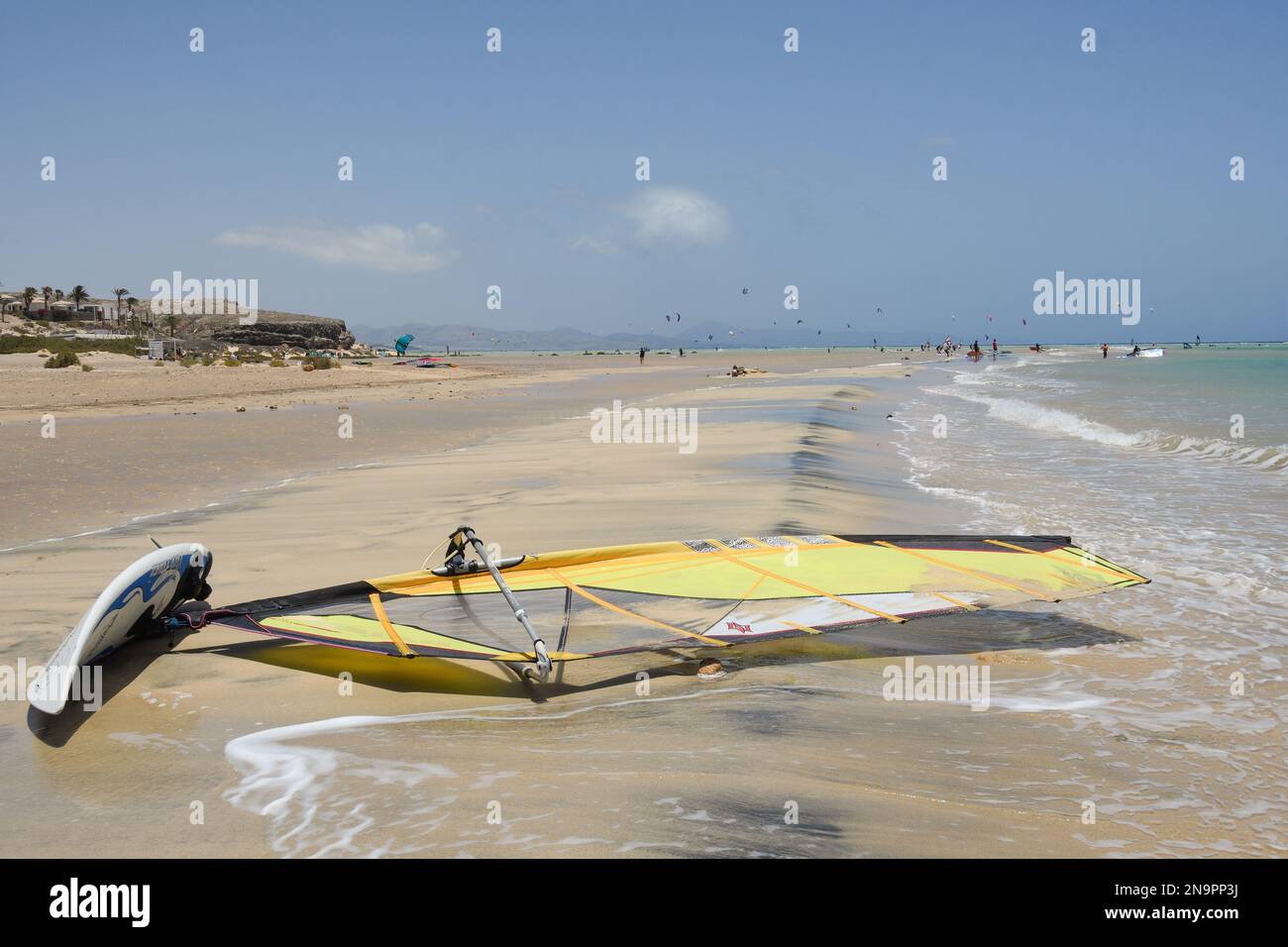 Windsurf board on the Sotavento Beach in Jandia, Fuerteventura Stock