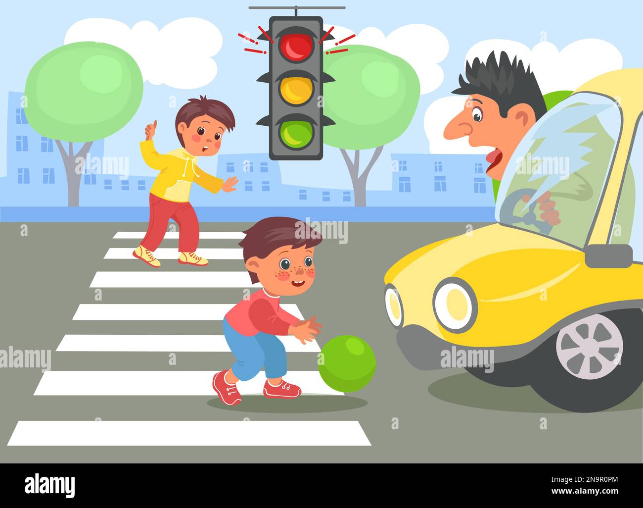 Child crossing road danger Stock Vector Images - Alamy