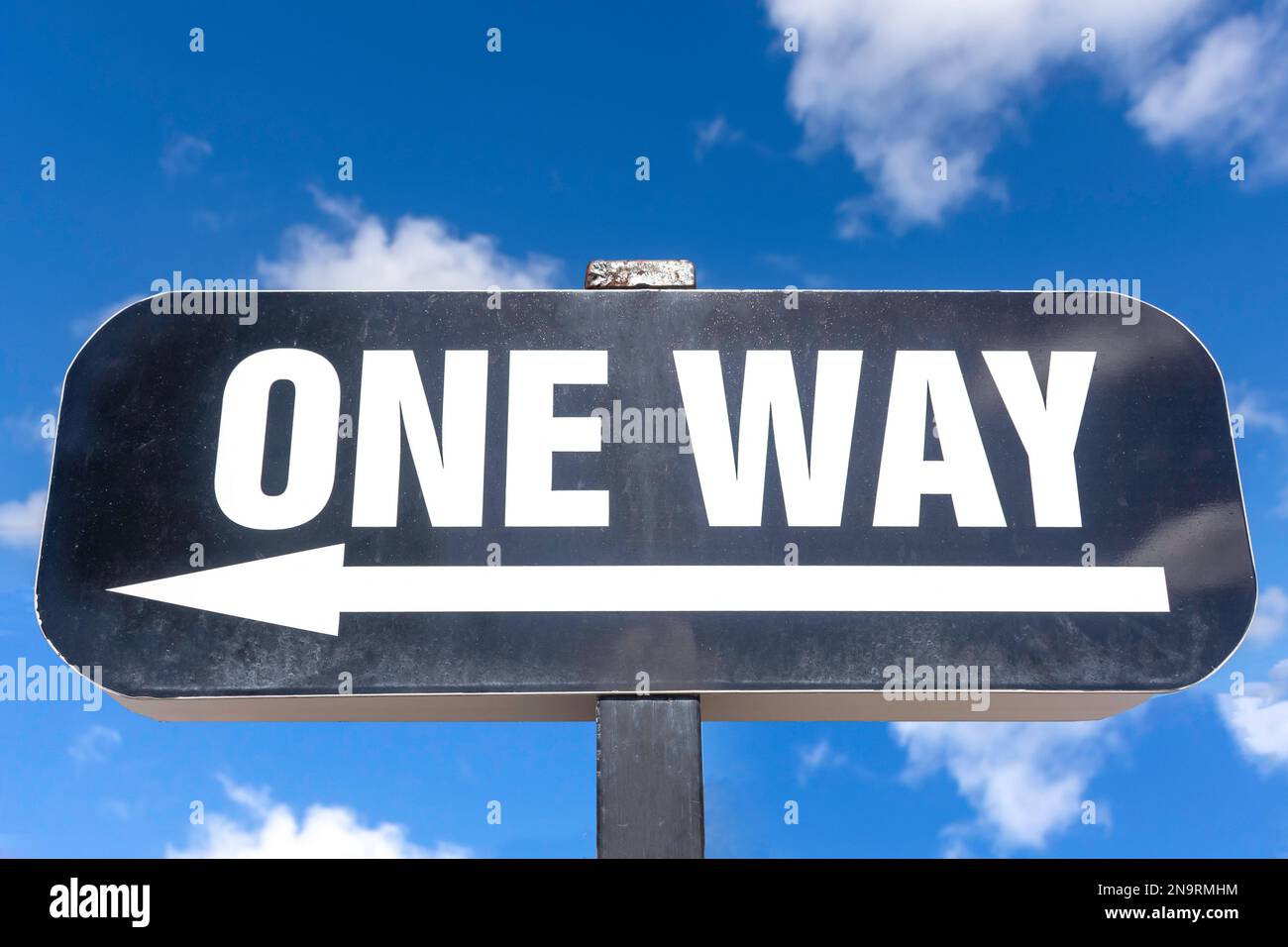 One way sign against blue sky, Tortola Pier Park, Road Town, Tortola ...