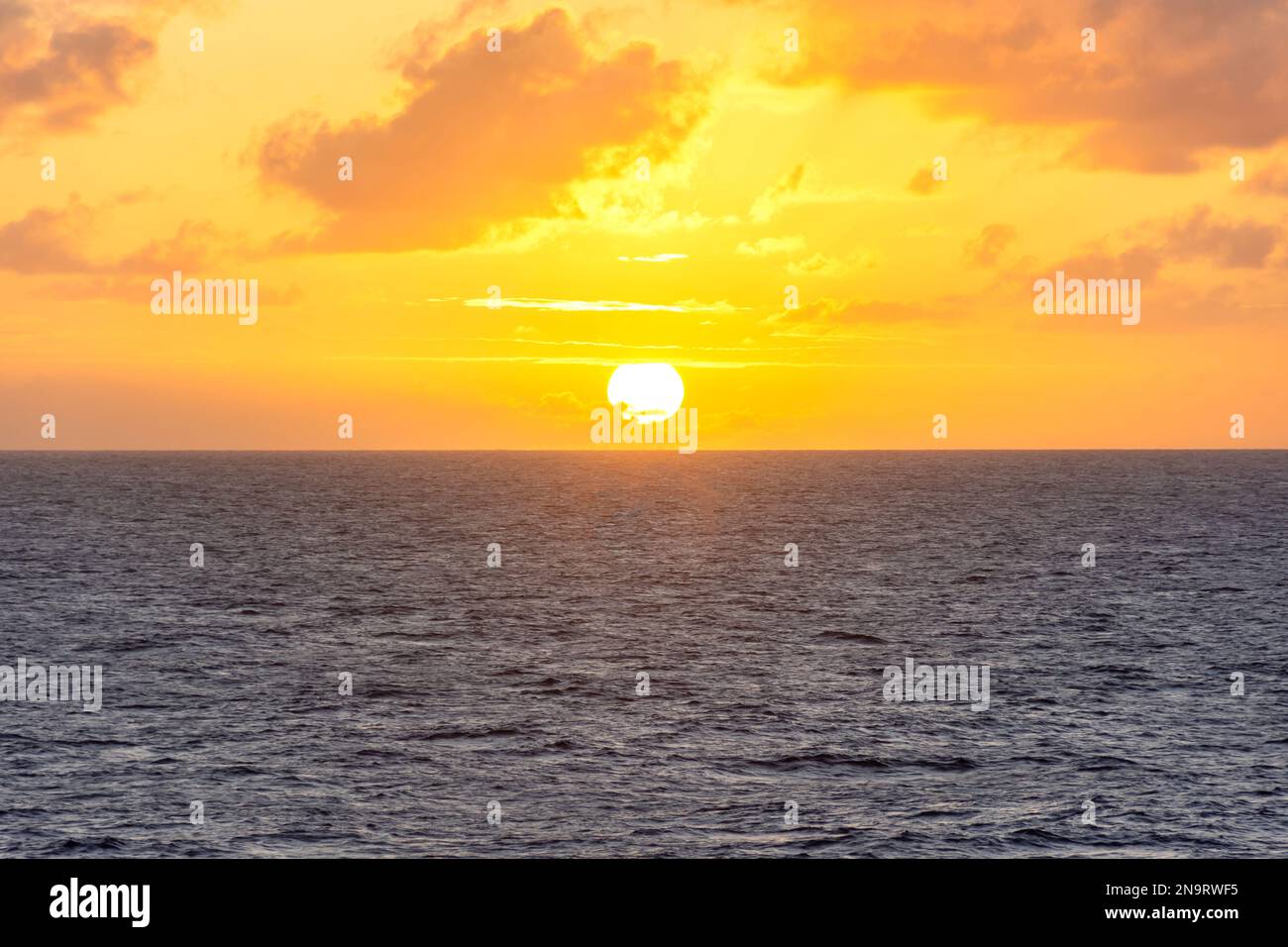 Sunset from P&O Avira cruise ship, Lesser Antilles, Caribbean Stock Photo