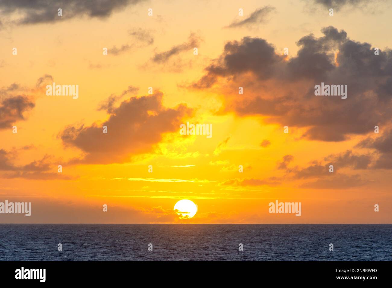 Sunset from P&O Avira cruise ship, Lesser Antilles, Caribbean Stock Photo