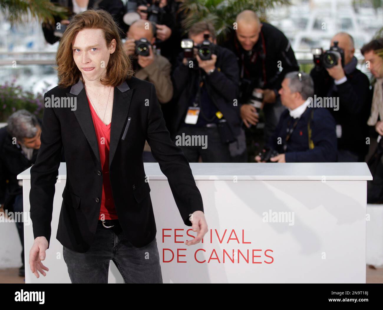 Actor Caleb Landry Jones poses during a photo call for Antiviral at the