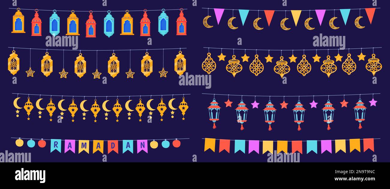 Ramadan flags decorations. Hanging garland decoration for ramadhan