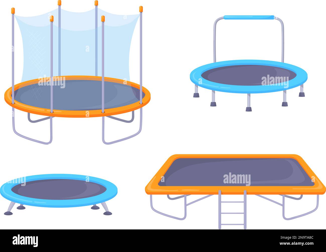 Outdoor trampolines. Rubber trampoline for sport jump gymnastics