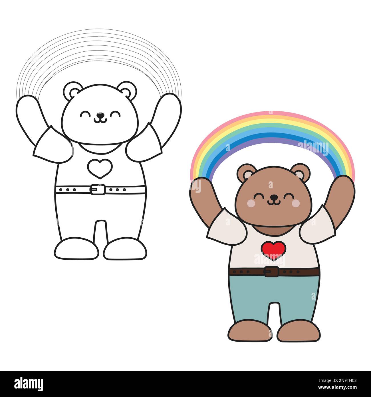 Teddy bear black and white outline illustration Stock Vector Image & Art Alamy