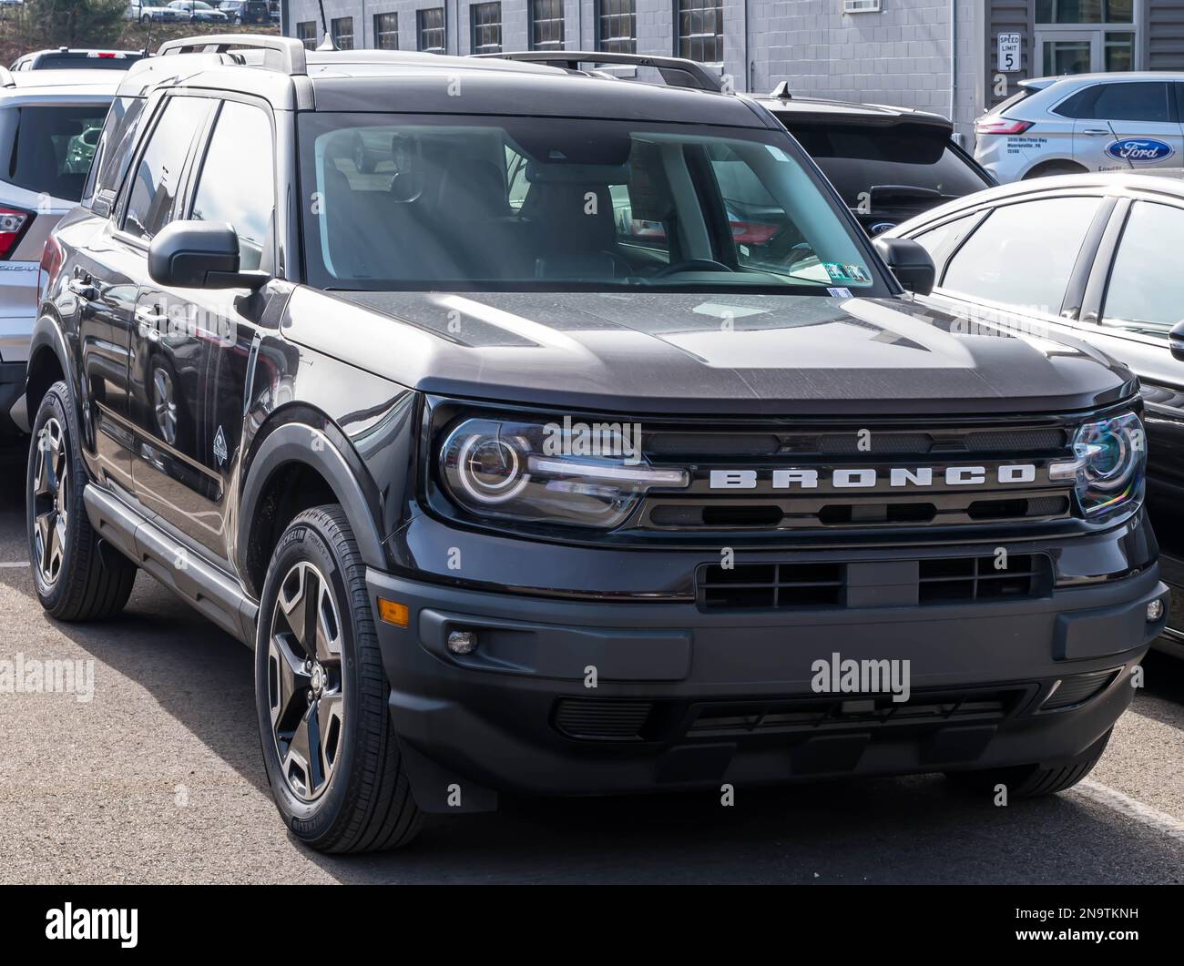 A new Ford Bronco SUV for sale at a dealership in Monroeville