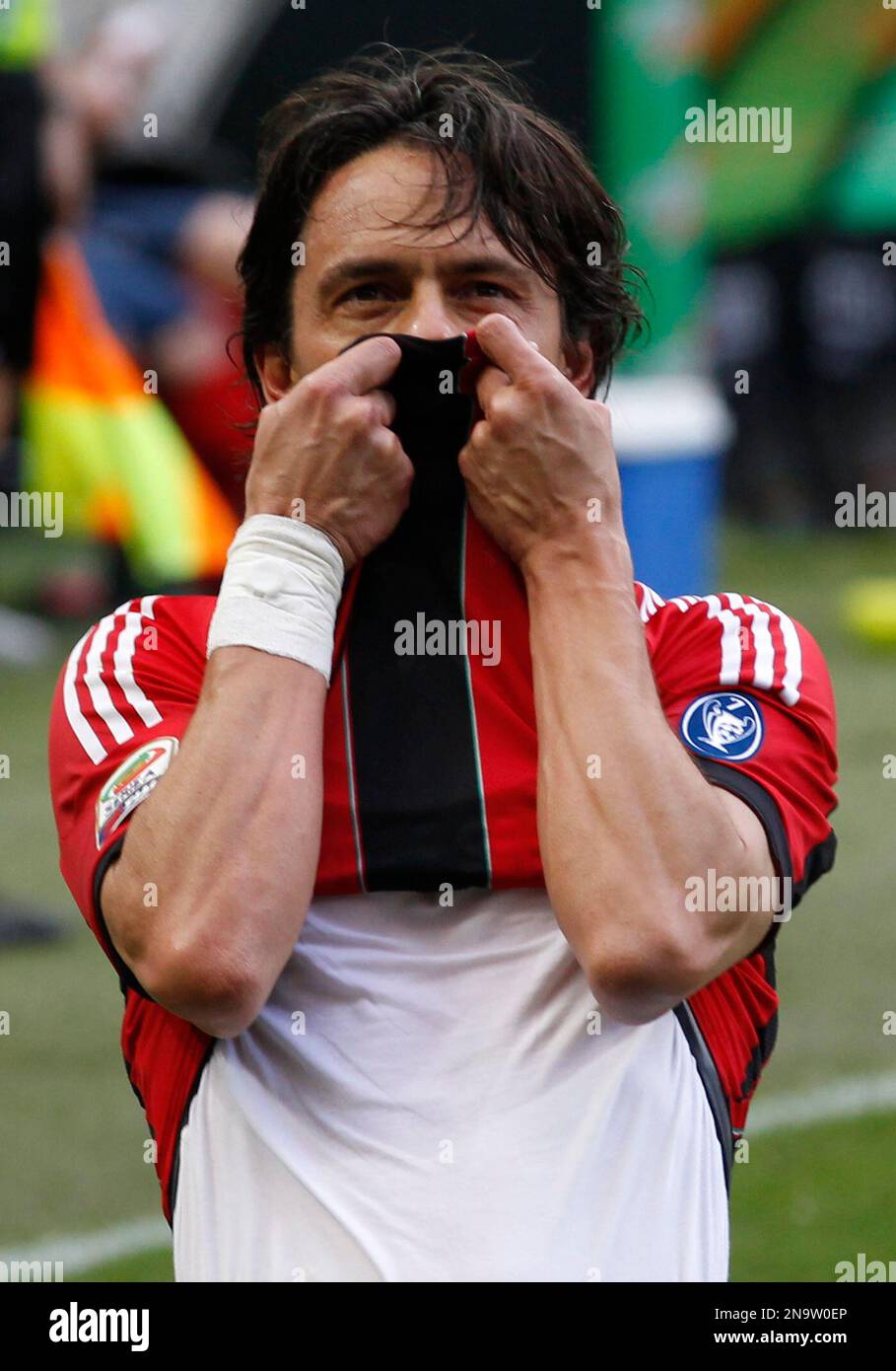 AC Milan forward Filippo Inzaghi celebrates after scoring during a ...