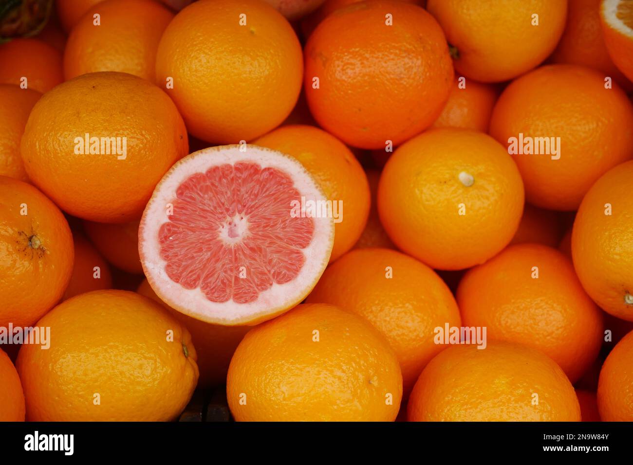 Fresh grapefruit on a street market stall Stock Photo Alamy