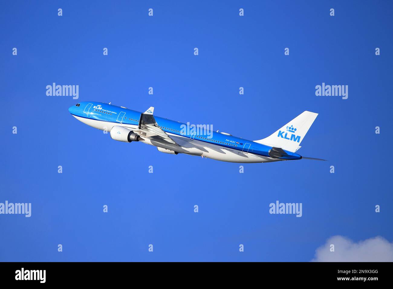 Royal Dutch Airlines Passenger Plane Flying High Stock Photo