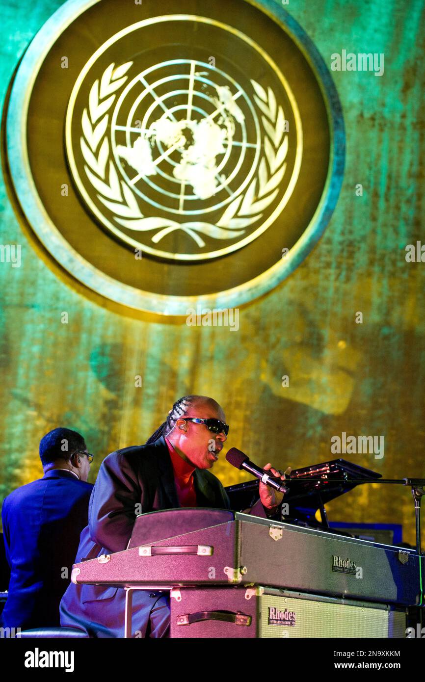 Stevie Wonder performs during the International Jazz Day Concert held